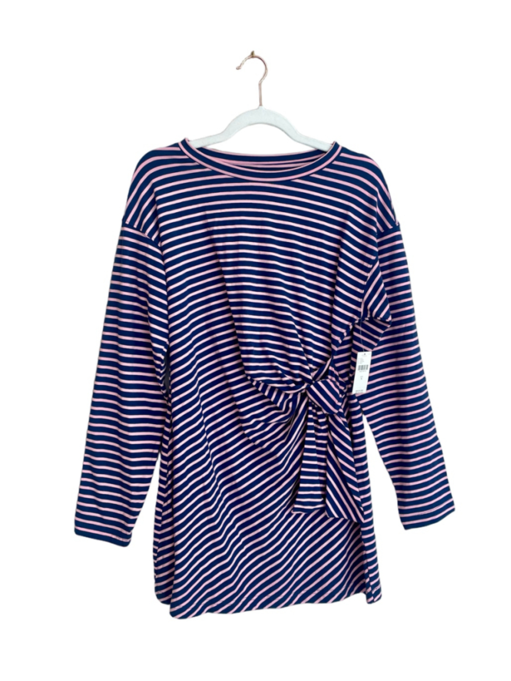 Anthropologie Daily Practice Striped Wrap Mini Dress Small Navy Pink